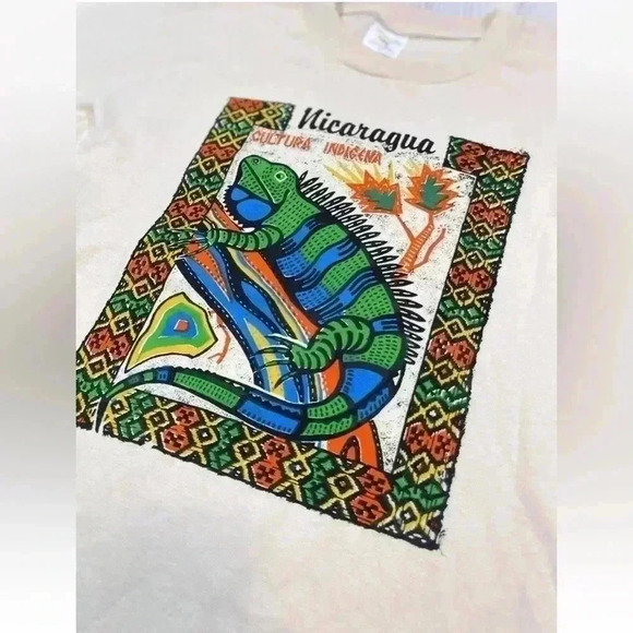 Hawaiian Tropical Iguana Bearded Dragon TAN T Shirt Nicaragua Kids Size 16 NWOT - Picture 8 of 13